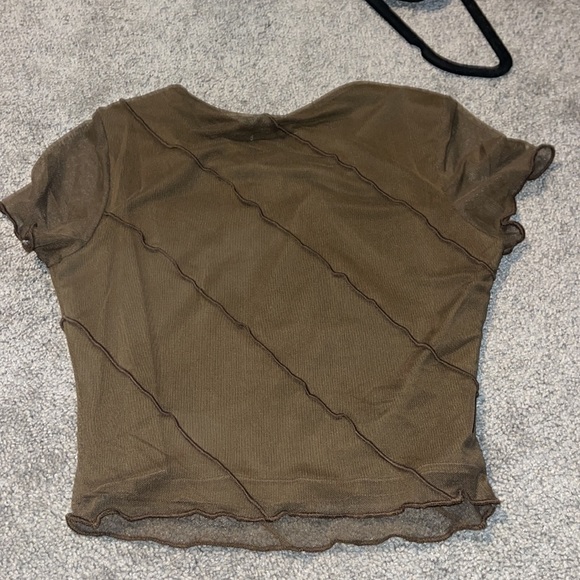 Brown Mesh Crop Top - Picture 2 of 2
